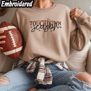 Footbal Touchdown Season embroidered sweatshirt  Sand New S M L XL Personalized